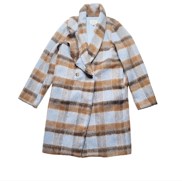 Anthropologie If By Sea Plaid Ruffled Overcoat Small - Picture 3 of 11